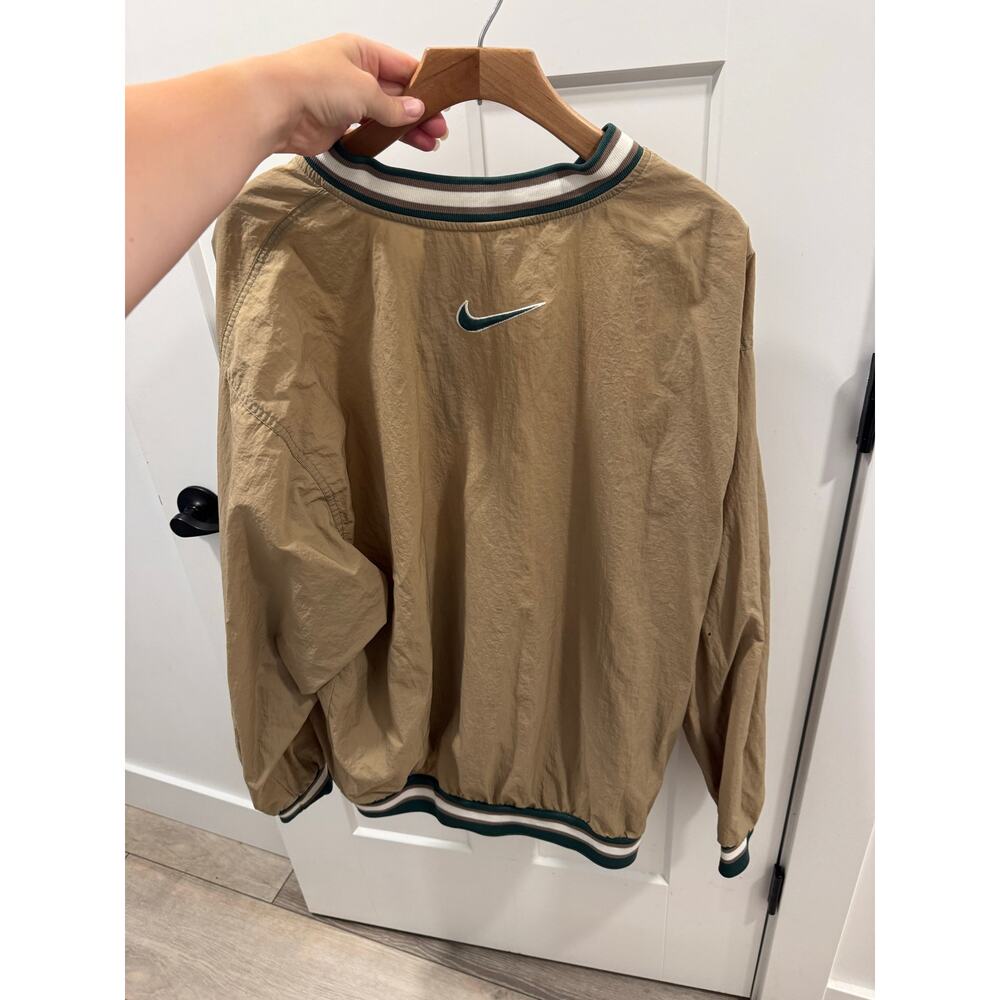 VTG Nike 1/4 Snap Pullover Windbreaker Mens L Khaki Green Big Swoosh 90s Y2K - Picture 7 of 9